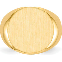 14K Yellow Gold 18x18mm Open Back Men's Signet Ring - Polished & Satin Finish by 0