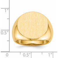 14K Yellow Gold 18x18mm Open Back Men's Signet Ring - Polished & Satin Finish by 0