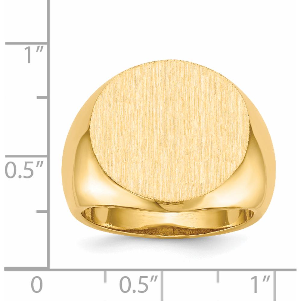 14K Yellow Gold 18x18mm Open Back Men's Signet Ring - Polished & Satin Finish by 0