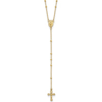 14K Yellow Gold 19.5" Polished Rosary Necklace with Crucifix and Miraculous Medal by 0
