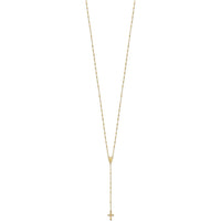 14K Yellow Gold 19.5" Polished Rosary Necklace with Crucifix and Miraculous Medal by 0