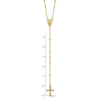 14K Yellow Gold 19.5" Polished Rosary Necklace with Crucifix and Miraculous Medal by 0