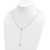 14K Yellow Gold 19.5" Polished Rosary Necklace with Crucifix and Miraculous Medal by 0