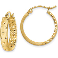 14K Yellow Gold 19.5mm Polished Diamond-Cut In & Out Hoop Earrings by 0