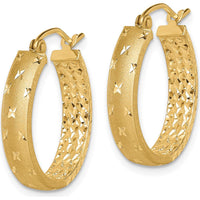 14K Yellow Gold 19.5mm Polished Diamond-Cut In & Out Hoop Earrings by 0