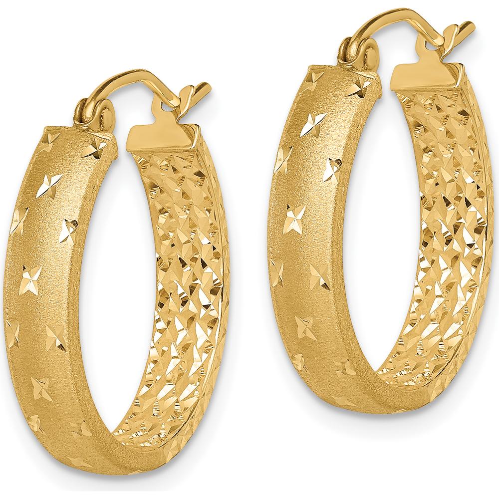 14K Yellow Gold 19.5mm Polished Diamond-Cut In & Out Hoop Earrings by 0
