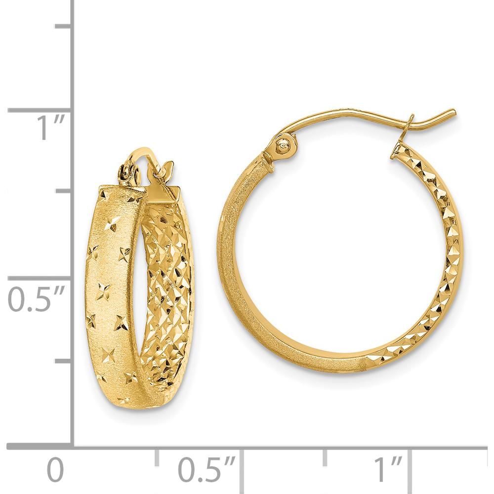 14K Yellow Gold 19.5mm Polished Diamond-Cut In & Out Hoop Earrings by 0