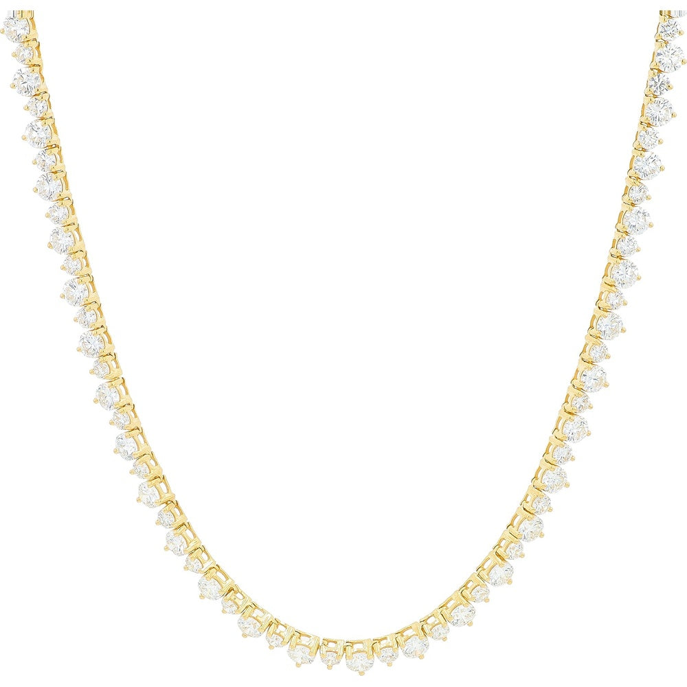 14K Yellow Gold 19-Inch Tennis Necklace with Round Lab-Grown Diamonds - 15.20 Carat Total Diamond Weight