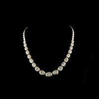 14K Yellow Gold 19-Stone Graduating Riviera Necklace with Bezel-Set Oval Lab Diamonds - 28.56 Carat Total Weight - Covaloro Fine Jewelry