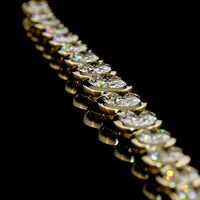 14K Yellow Gold 19-Stone Graduating Riviera Necklace with Bezel-Set Oval Lab Diamonds - 28.56 Carat Total Weight - Covaloro Fine Jewelry