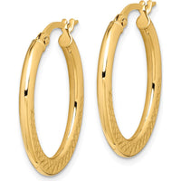 14K Yellow Gold 19mm Diamond-Cut Medium Hoop Earrings by 0