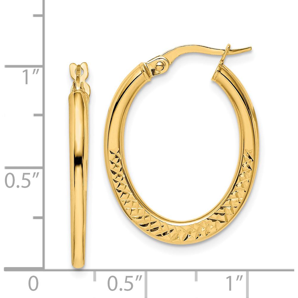 14K Yellow Gold 19mm Diamond-Cut Medium Hoop Earrings by 0