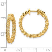 14K Yellow Gold 19mm In & Out Hoop Earrings with Prong Set Round Stone Mountings by Monteluci Fine Jewelry