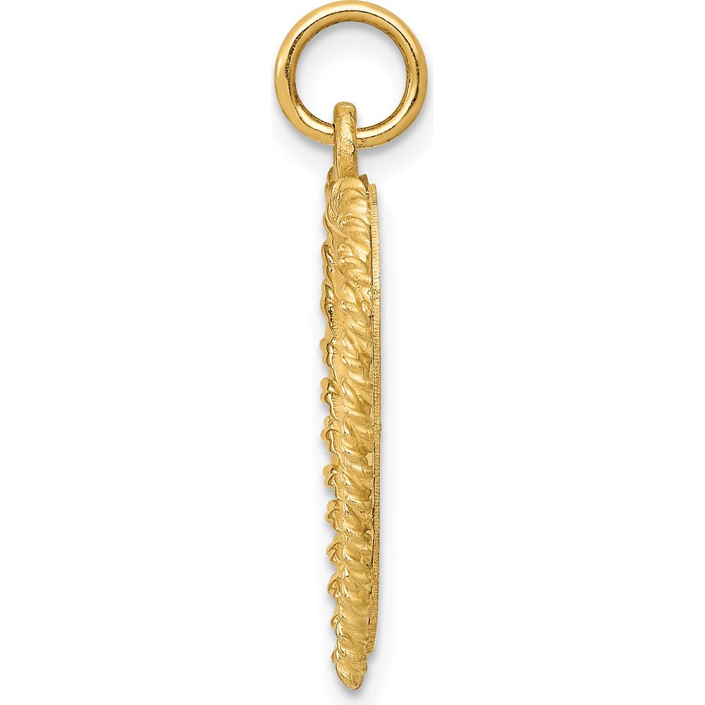 14K Yellow Gold 19mm Rope-Edge Heart 50th Anniversary Engravable Pendant by Oro Pregiato