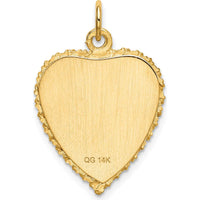 14K Yellow Gold 19mm Rope-Edge Heart 50th Anniversary Engravable Pendant by Oro Pregiato