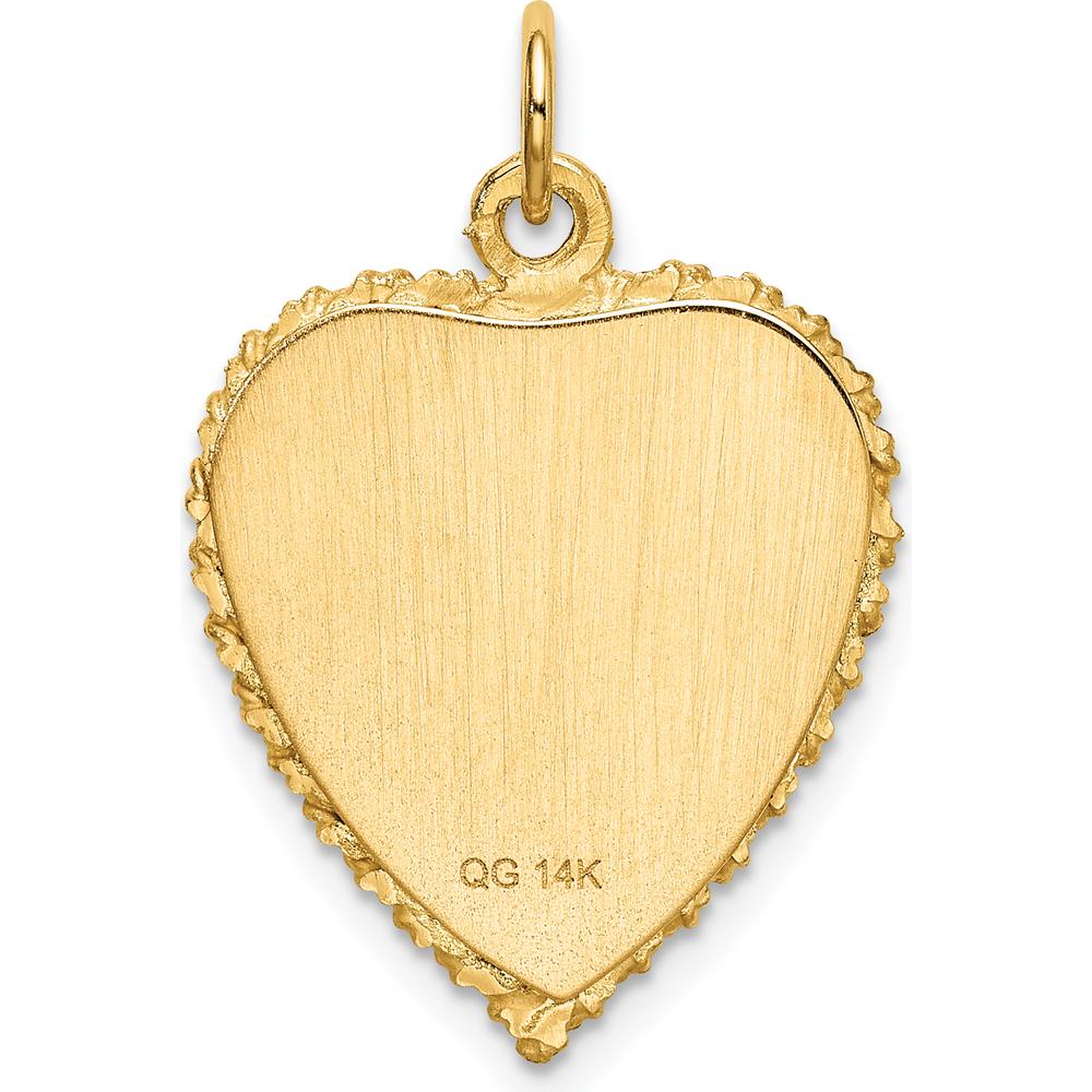 14K Yellow Gold 19mm Rope-Edge Heart 50th Anniversary Engravable Pendant by Oro Pregiato
