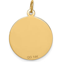 14K Yellow Gold 19mm Round Medical Alert Pendant with Textured Finish by Oro Pregiato