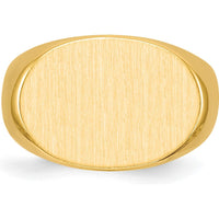 14K Yellow Gold 19x13mm Men's Signet Ring with Satin Finish by 0