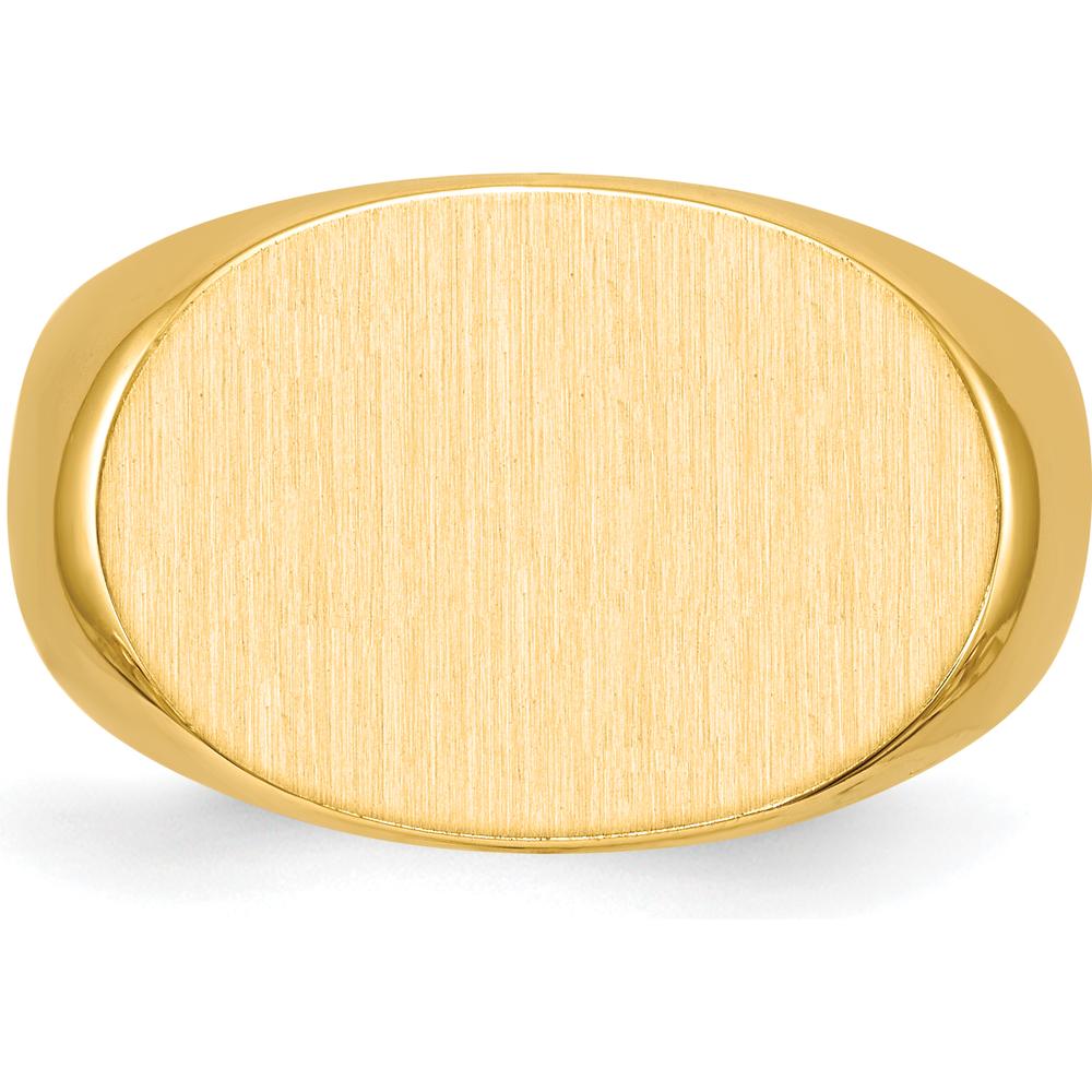 14K Yellow Gold 19x13mm Men's Signet Ring with Satin Finish by 0