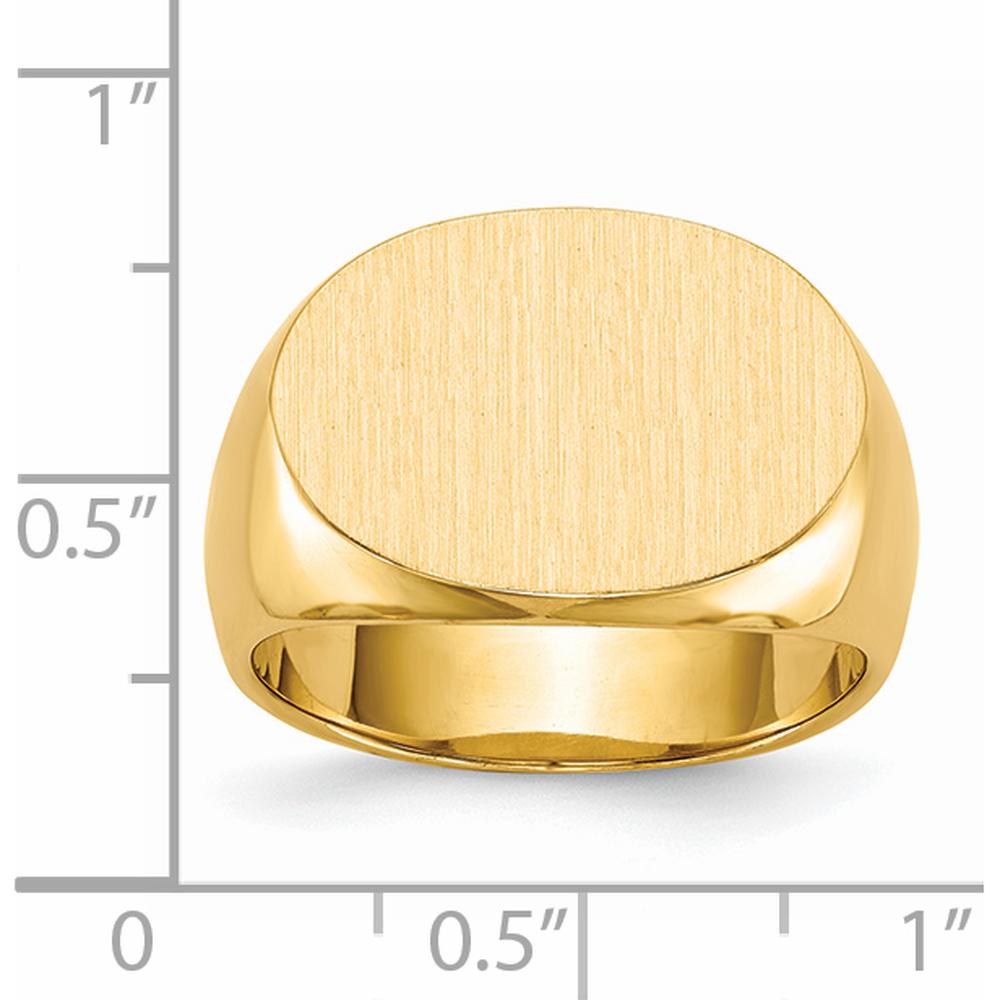14K Yellow Gold 19x13mm Men's Signet Ring with Satin Finish by 0