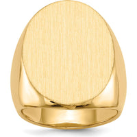 14K Yellow Gold 19x26.5mm Oval Satin and Polished Signet Ring by 0