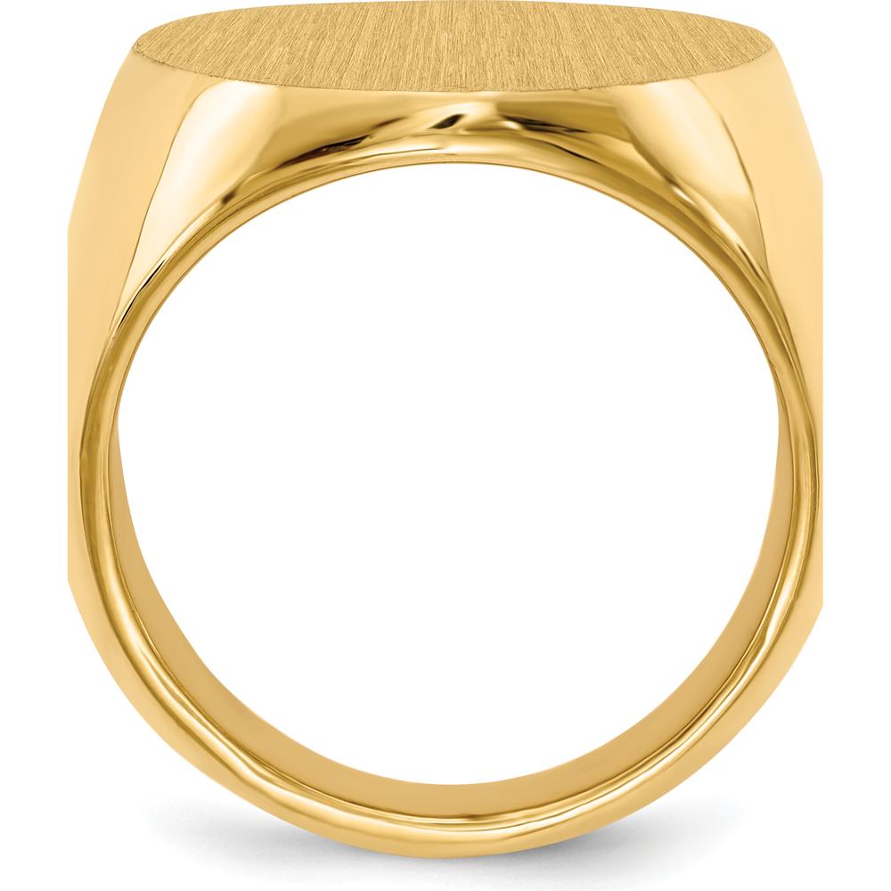 14K Yellow Gold 19x26.5mm Oval Satin and Polished Signet Ring by 0