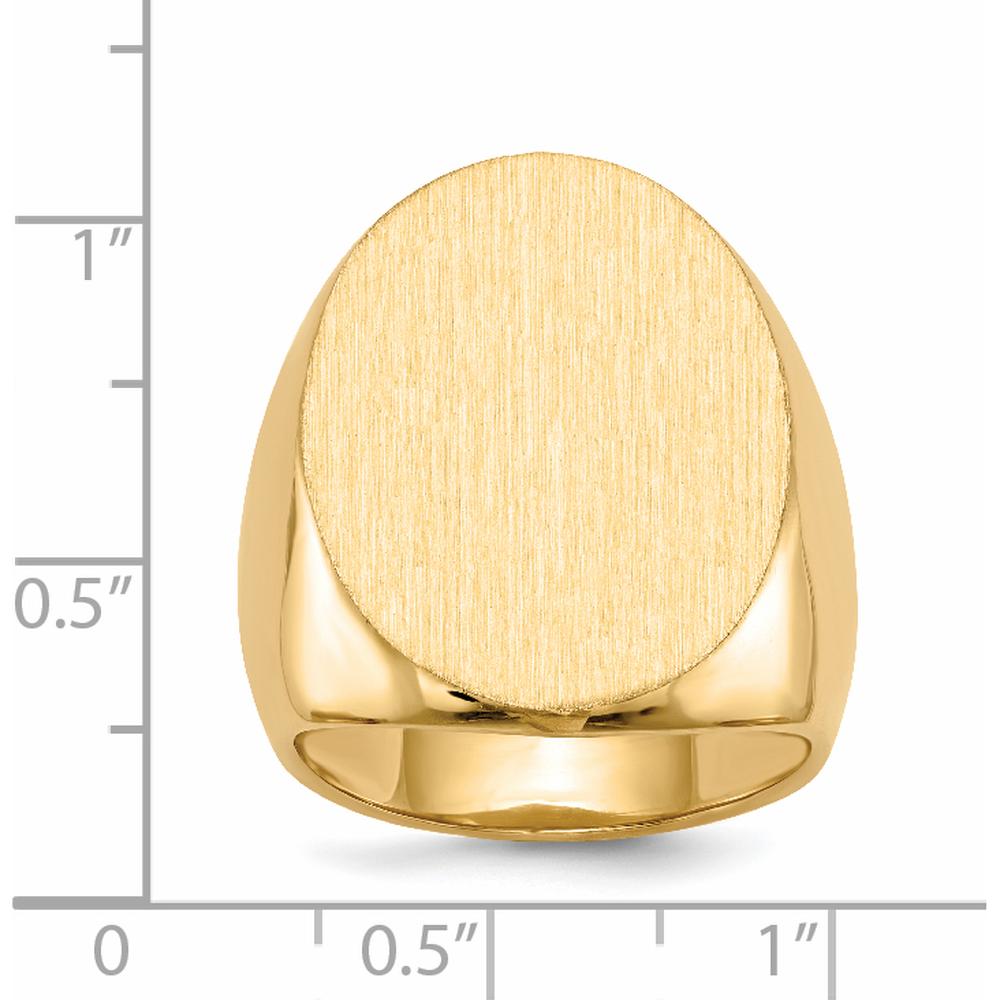 14K Yellow Gold 19x26.5mm Oval Satin and Polished Signet Ring by 0