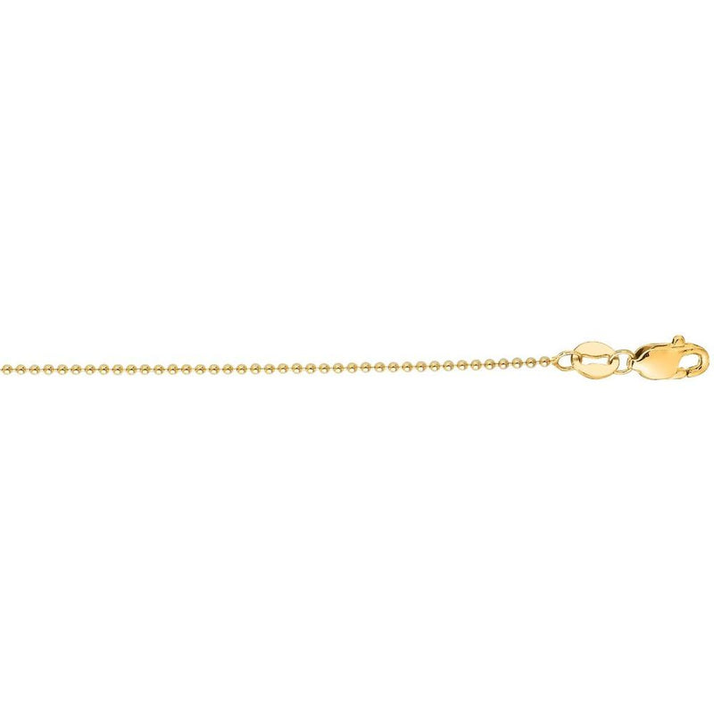 14K Yellow Gold 1mm Bead Chain Necklace with Lobster Clasp - 18" by Orozza Fine Jewelry