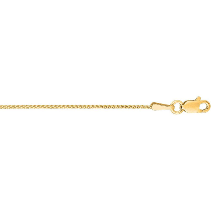 14K Yellow Gold 1mm Diamond Cut Round Wheat Chain - 18" by Orozza Fine Jewelry