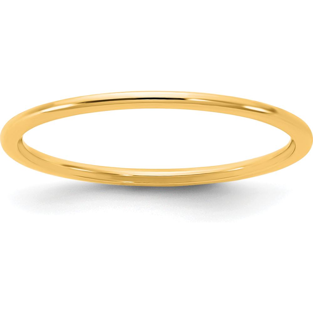 14K Yellow Gold 1mm Half Round Domed Wedding Band Size 10 by Luciano & Cie