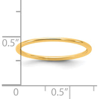 14K Yellow Gold 1mm Half Round Domed Wedding Band Size 10 by Luciano & Cie
