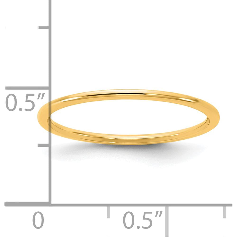 14K Yellow Gold 1mm Half Round Domed Wedding Band Size 10 by Luciano & Cie