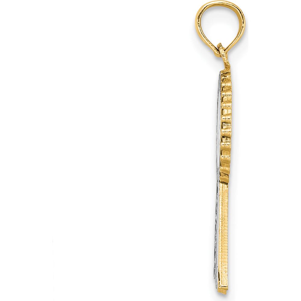 14K Yellow Gold 1st PLACE Ribbon Charm with Blue and White Enamel Detailing by Oro Pregiato