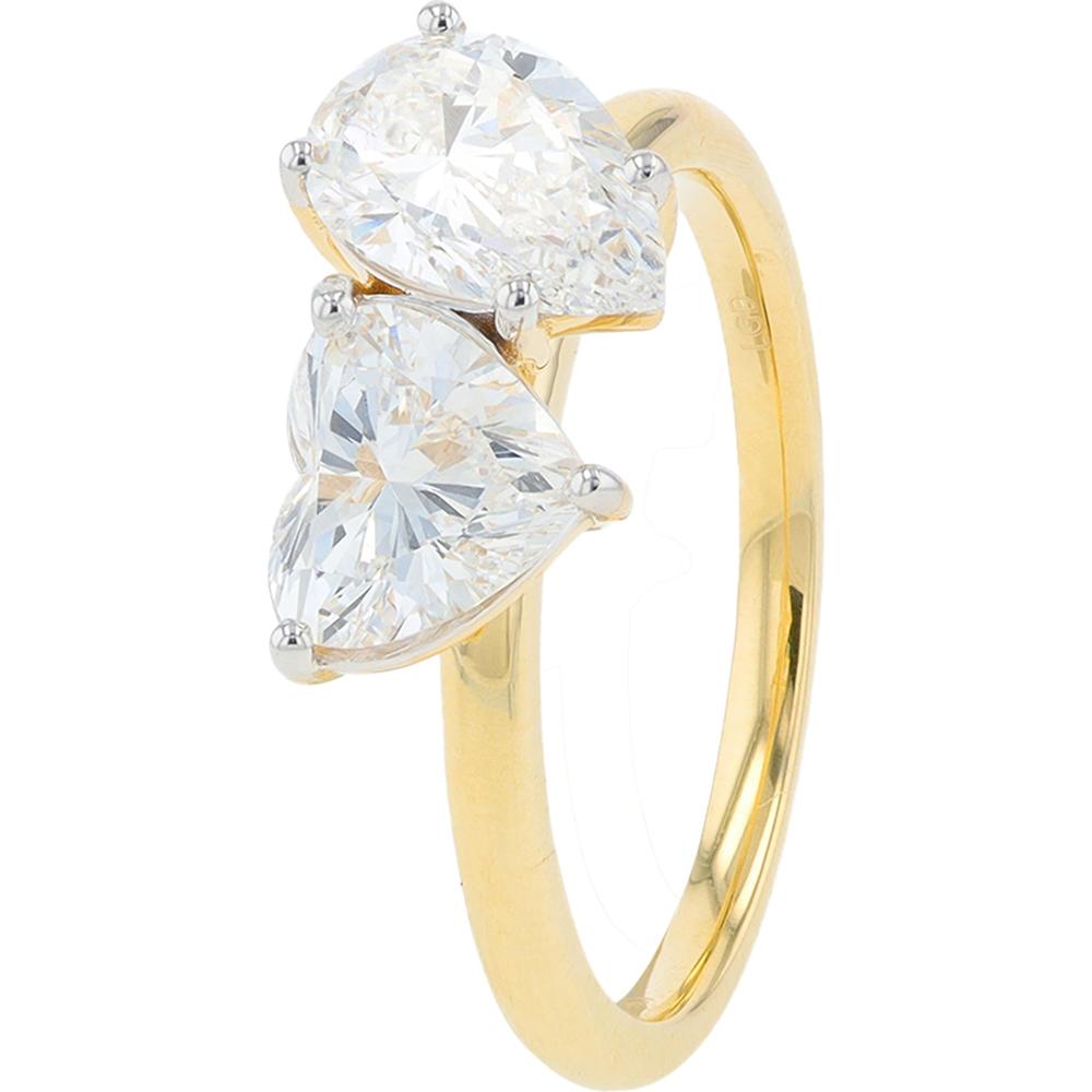 14K Yellow Gold 2.00 Carat Heart & Pear Lab Grown Diamond Engagement Ring