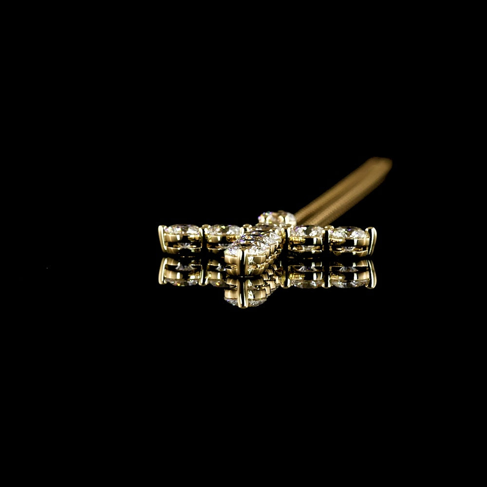 14K Yellow Gold 2.00 Carat Lab Diamond Cross Pendant with 11 Round Brilliant Cut Prong Set Stones - E-F Color, VS1 Clarity - Covaloro Fine Jewelry