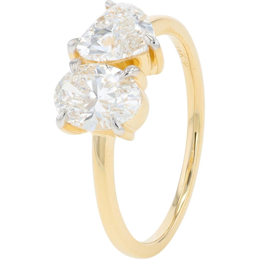 14K Yellow Gold 2.00 Carat Total Lab Grown Diamond Oval & Heart Engagement Ring