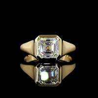 14K Yellow Gold 2.06 Carat Asscher Cut Lab Diamond Solitaire Ring with Bezel Setting and IGI Certification - Covaloro Fine Jewelry