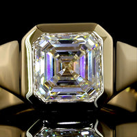 14K Yellow Gold 2.06 Carat Asscher Cut Lab Diamond Solitaire Ring with Bezel Setting and IGI Certification - Covaloro Fine Jewelry