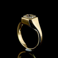14K Yellow Gold 2.06 Carat Asscher Cut Lab Diamond Solitaire Ring with Bezel Setting and IGI Certification - Covaloro Fine Jewelry