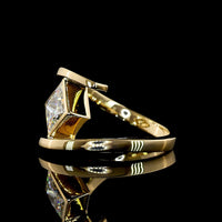 14K Yellow Gold 2.06 Carat Lab Grown Princess Cut Solitaire Ring with Bezel Setting and Split Shank Design - E-F Color VS1 Clarity - Covaloro Fine Jewelry