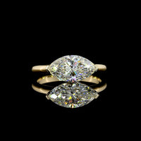 14K Yellow Gold 2.08 Carat Marquise Cut Lab Diamond Solitaire Ring - E Color VS1 Clarity IGI Certified - Covaloro Fine Jewelry