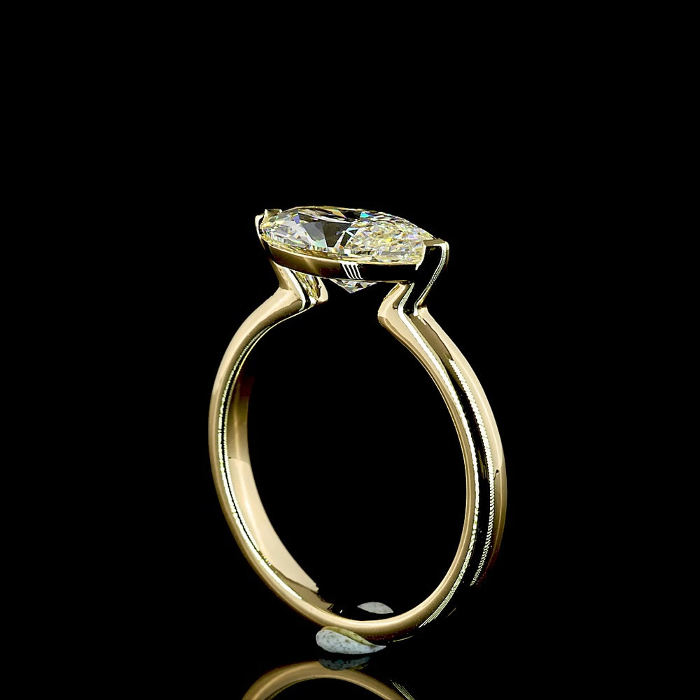 14K Yellow Gold 2.08 Carat Marquise Cut Lab Diamond Solitaire Ring - E Color VS1 Clarity IGI Certified - Covaloro Fine Jewelry