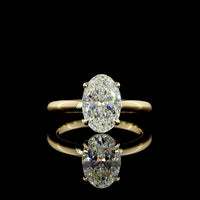 14K Yellow Gold 2.10 Carat Oval Cut Lab Diamond Solitaire Ring with North-South Prong Setting, E-F Color VS1 Clarity, IGI Certified - Covaloro Fine Jewelry