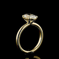 14K Yellow Gold 2.10 Carat Oval Cut Lab Diamond Solitaire Ring with North-South Prong Setting, E-F Color VS1 Clarity, IGI Certified - Covaloro Fine Jewelry