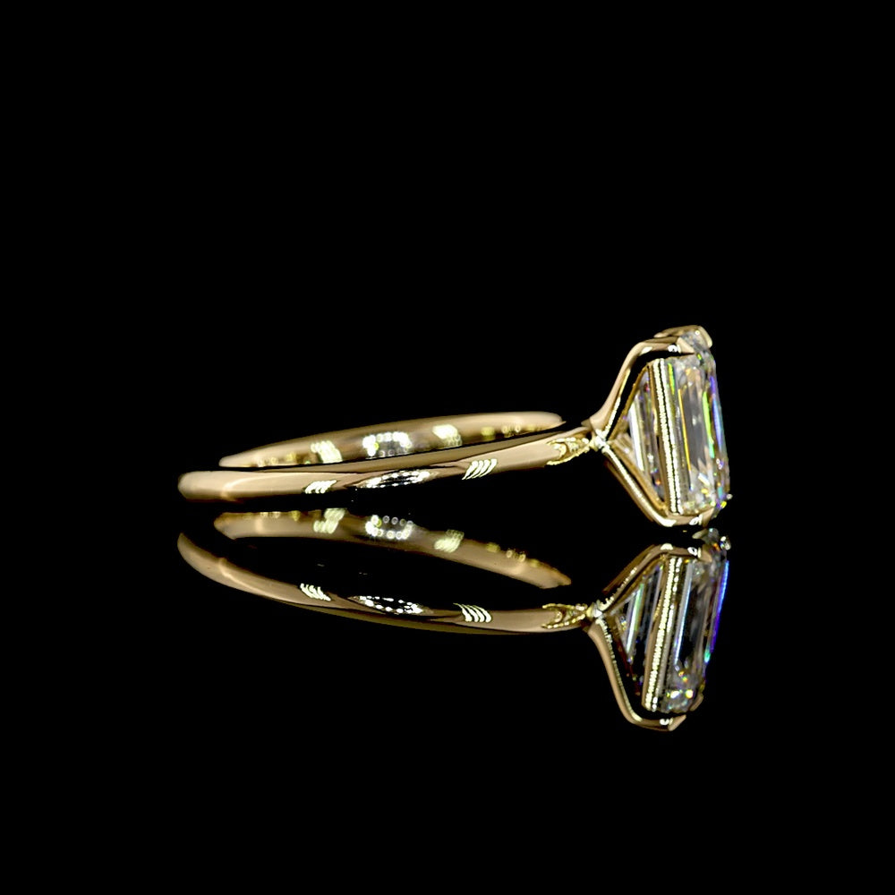 14K Yellow Gold 2.14 Carat Emerald Cut Lab Diamond Solitaire Ring with IGI Certification - E-F Color VVS2 Clarity - Covaloro Fine Jewelry