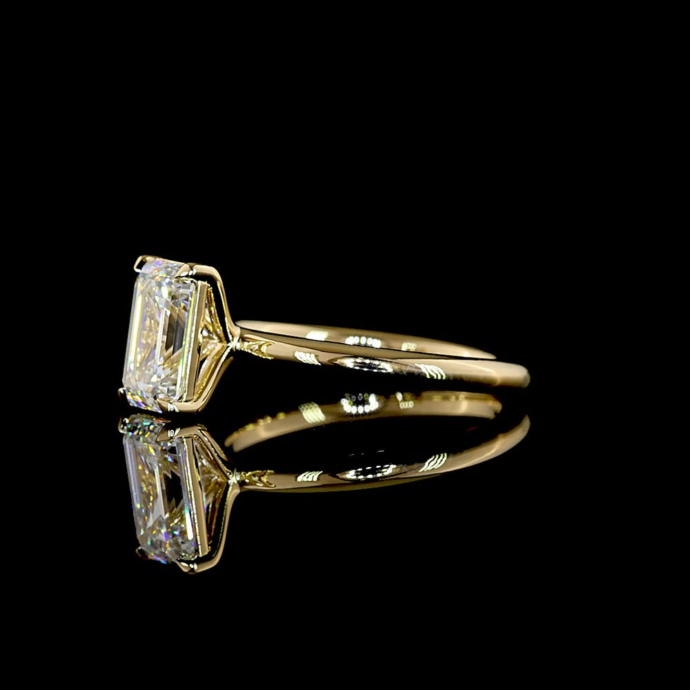 14K Yellow Gold 2.14 Carat Emerald Cut Lab Diamond Solitaire Ring with IGI Certification - E-F Color VVS2 Clarity - Covaloro Fine Jewelry