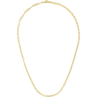 14K Yellow Gold 2.1mm Paperclip Chain Necklace - 16" Polished Finish with Lobster Clasp by Orozza Fine Jewelry