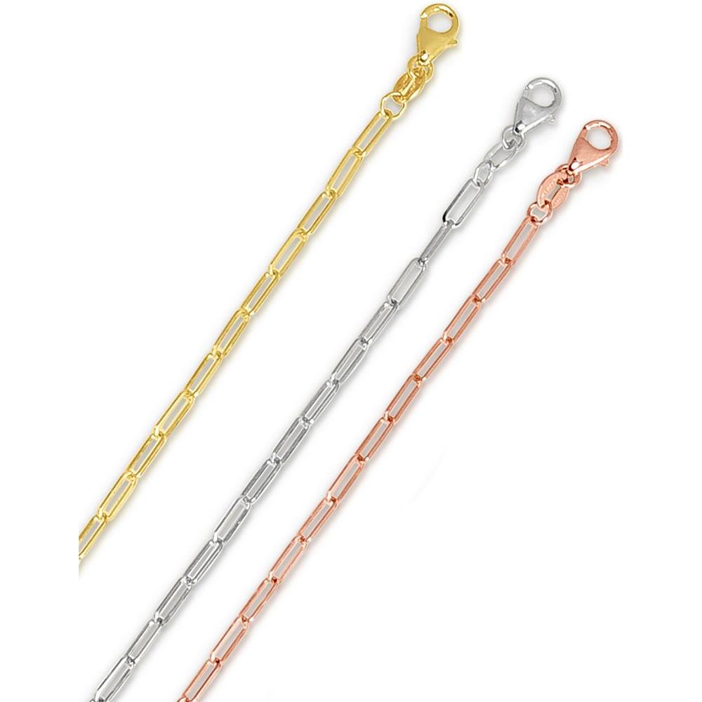 14K Yellow Gold 2.1mm Paperclip Chain Necklace - 16" Polished Finish with Lobster Clasp by Orozza Fine Jewelry