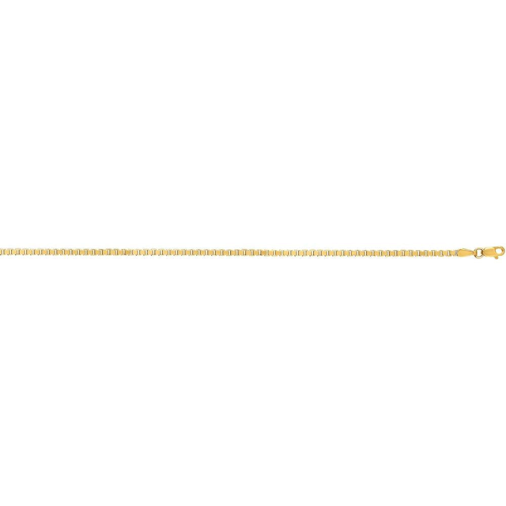 14K Yellow Gold 2.1mm Semi-Solid Box Chain Necklace - 24" by Orozza Fine Jewelry