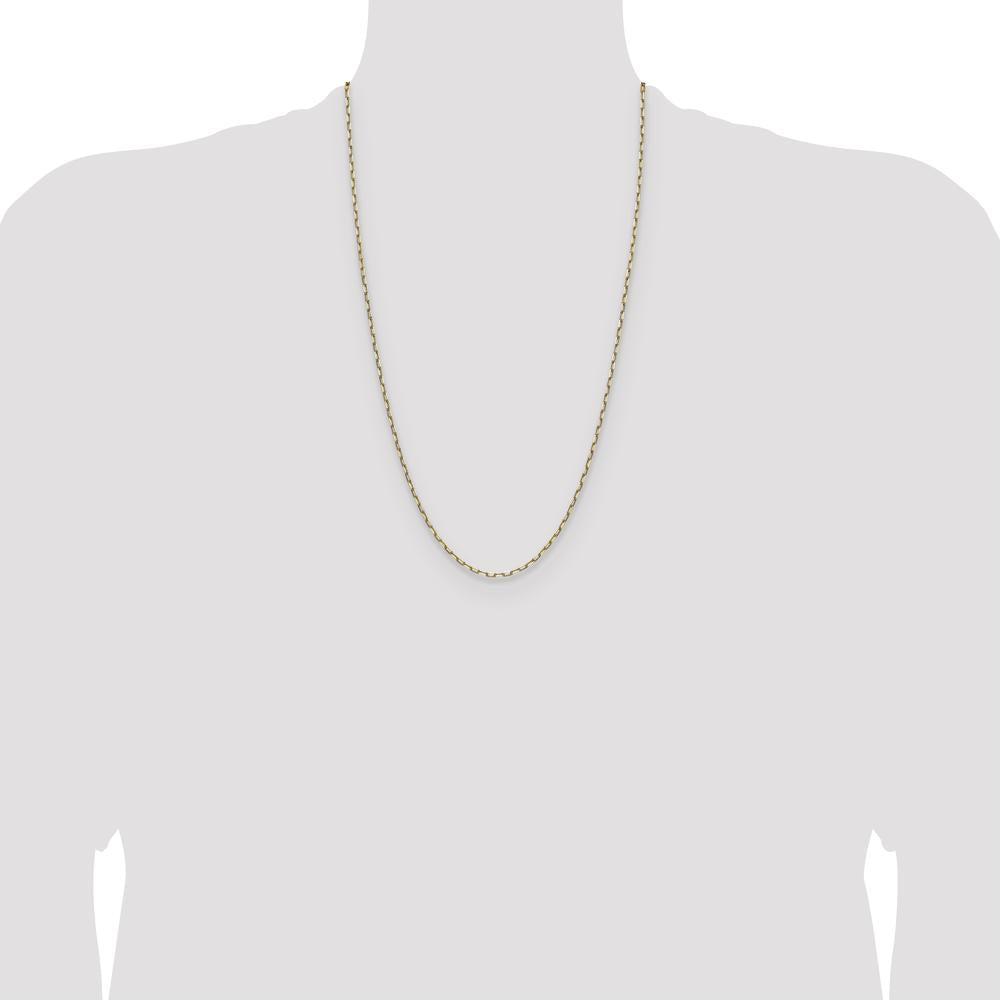 14K Yellow Gold 2.1mm Solid Beveled Paperclip Chain Necklace - 26 inches by Oro Pregiato